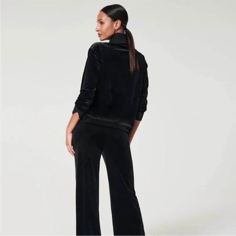 Spanx Velvet Half Zip Pullover Top Size XS Black Lounge Sweatshirt - Picture 7 of 7